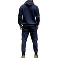 thumbnail image 4 of Men Leisure Hooded Hood Hoodie Trousers Adding Fleece Loose Hoodie Set, 4 of 4