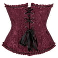 thumbnail image 3 of Corset Top Bustiers for Women Lace Up Ovebust Victorian Corset Plus Size Vintage Corsets Wine Red XS, 3 of 6