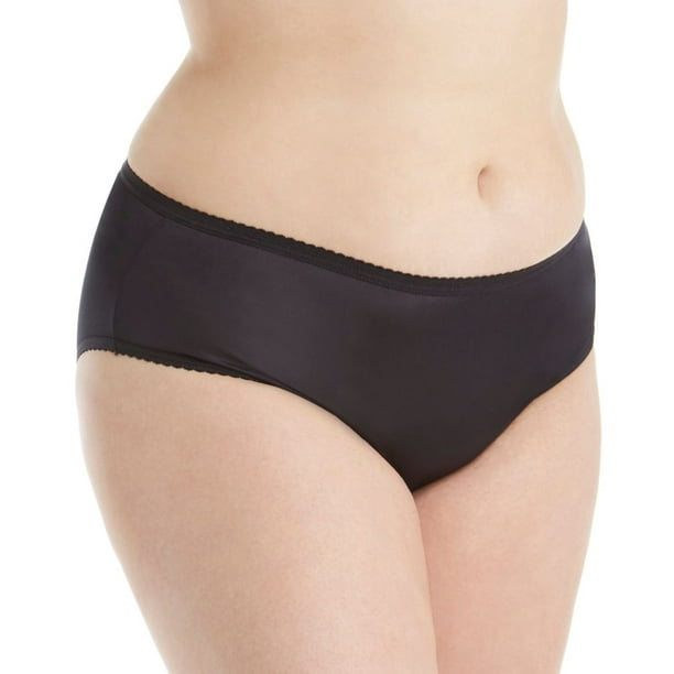 Women's Shadowline 11042P Plus Size Nylon Classics Hipster Panty (Black 11)  