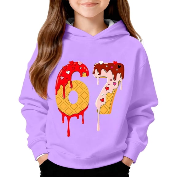 67 Hoodie for Boys Girls Funny Six Seven Meme Design 6 7 Ice Cream Graphic Hoodies Long Sleeve Casual Sweatshirt