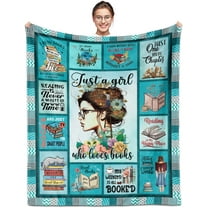 Just a Girl Who Loves Book‘s Blanket, Book Lovers Gifts for Women, Gifts for Book Lovers, Books/Reading Blanket 60"X50", Gifts for Readers/Librarian/Books Club/Bookish/Reading/Bookworm/Book''s Nerd