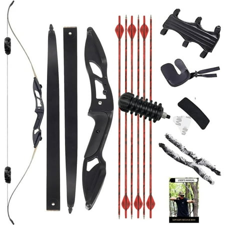 AME Hunting Recurve Bow for Adults - Powerful and Durable Recurve Bow Kit Perfect for Hunting and Bowfishing Take Down Bow Recurve Bow and Arrow Set 56 inch 30-50lbs(35lbs)