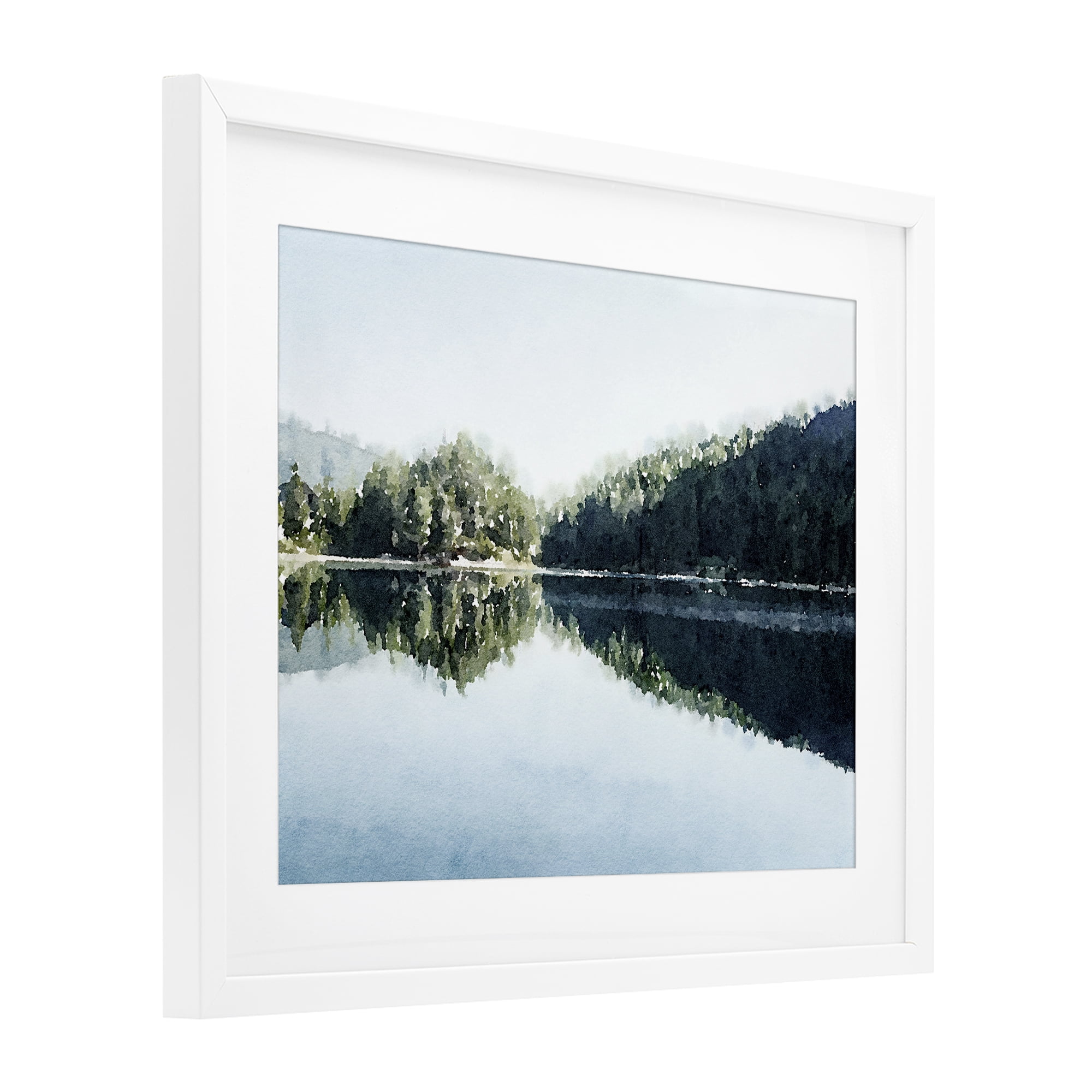 Stupell Industries Blue Lake Reflections White Framed Print Under Glass, design by Kim Curinga