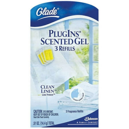 Glade PlugIns Clean Linen Scented Gel Air Freshener Refills, 0.51 Oz., 3 Count