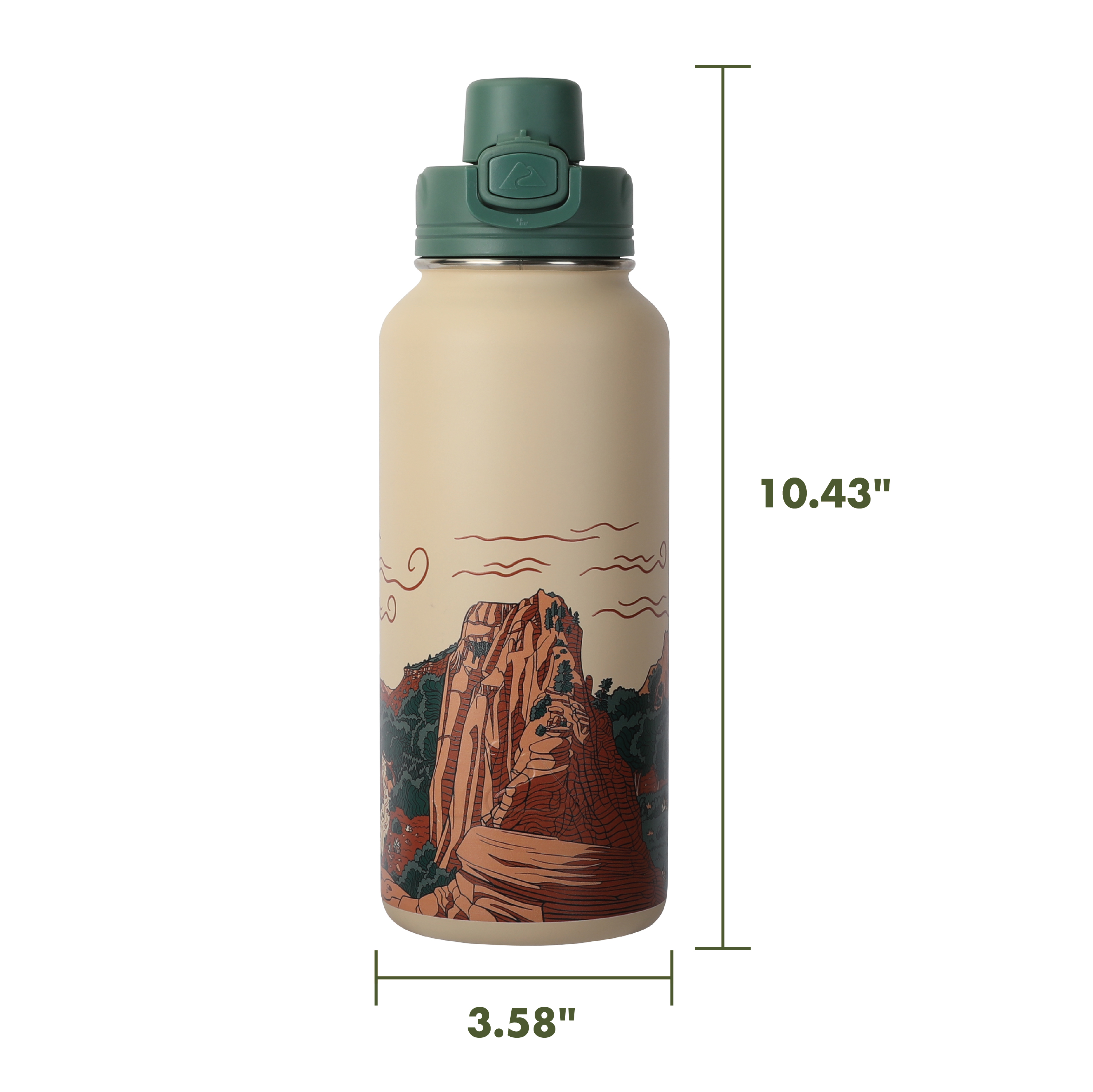 Botella de agua de acero inoxidable aislada de 32 oz con tapa pop, Desert Vista 3