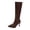 Brown, variant on Women Pointed Toe Thin Heel Mid Calf Boots Slip On Side Zipper Comfort Boots for Daily Outdoor Wear Brown