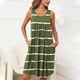 thumbnail image 4 of Camisón sin mangas con bolsillos y estampado para mujer, camisón plisado con cuello redondo, vestido de poliéster para mujer, 4 of 7
