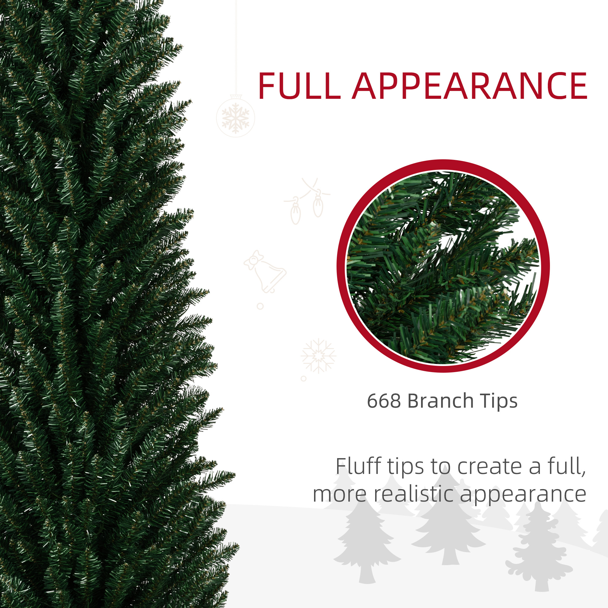 8ft Prelit Christmas Tree 668 Tips 250 Colorful LED Lights Flame Retardant Indoor Holiday Decor