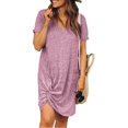 thumbnail image 5 of Ketyyh-chn99 Robes Midi pour Femmes Robe d'Été Robe Extensible Robe d'Été Manche à Volants Ample Fluide Plissée Robe Courte Rose,3TG, 5 of 5