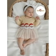 thumbnail image 5 of Miaouyo Infant Baby Girl Christmas Fall Ribbed Romper Dress 0 3 6 9 12 18 Months Santa Claus Round Neck Mesh Bubble Jumpsuit with Headband, 5 of 9