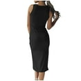 thumbnail image 3 of AherBiu Robes Côtelées Sans Manches Col Rond Été Robe Débardeur pour Femmes Fendue Slim Robes d'Été, 3 of 6