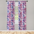 thumbnail image 3 of Ambesonne Botanical Curtains, Watercolor Splashes Flora, Pair of 28"x84", Hot Pink and Cobalt Blue, 3 of 5