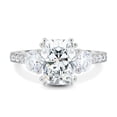 thumbnail image 2 of 3.00Ct Elongated Cushion Cut Lab-Grown Diamond Trilogy Engagement Ring, Pavé Band, 18K White Gold, 2 of 7