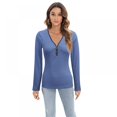 thumbnail image 4 of Womens Long Sleeve Top Slim Fit Zipper Tops Blouse Shirts, 4 of 9
