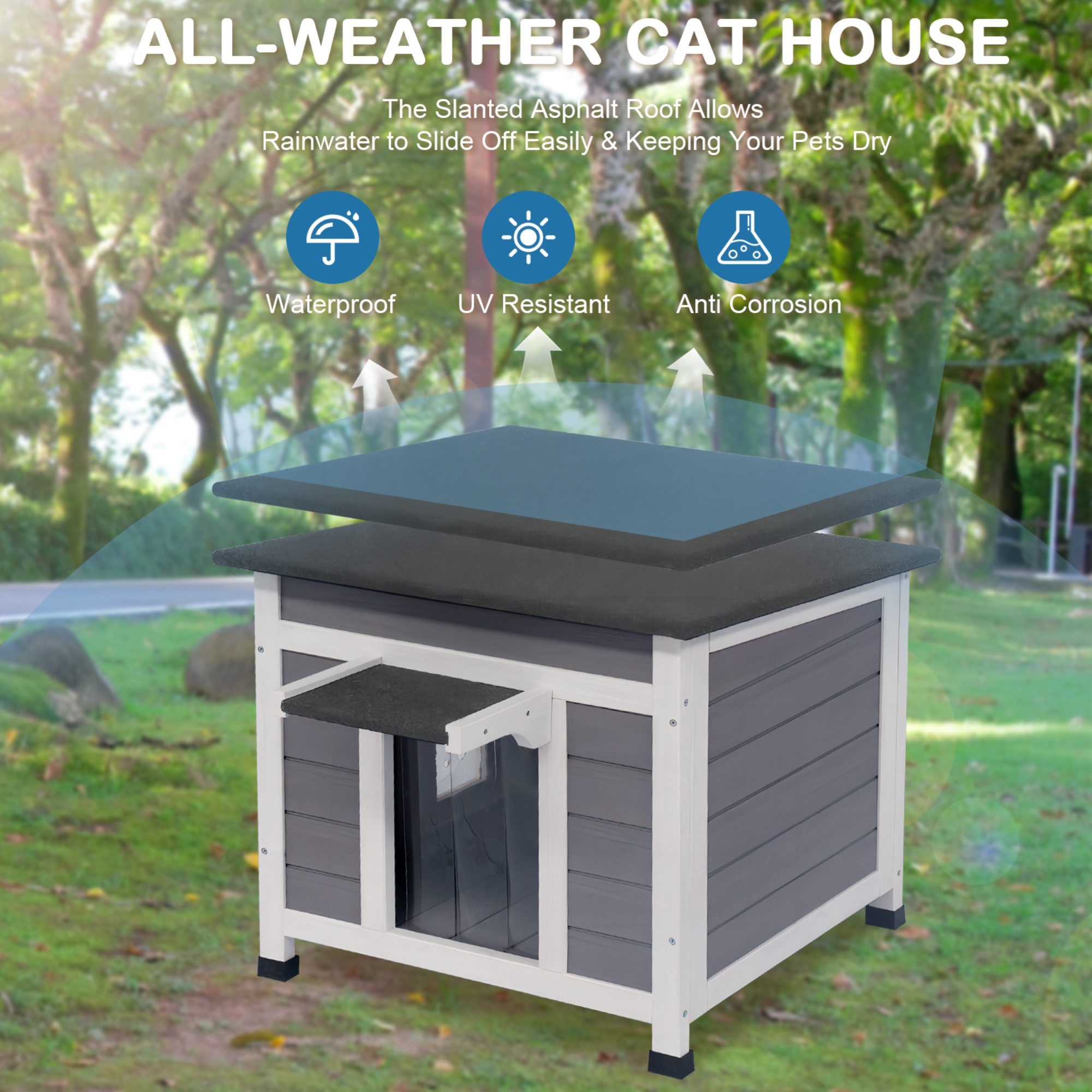 Outdoor Cat House Feral Cat Enclosure for Small Cat Dog Shelter