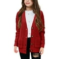 thumbnail image 1 of Sherrylily Girls Sweaters Kids Open Front Button Down Knit Cardigans with Pockets, 1 of 3