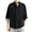 Black, variant on IWRICH 3/4 Sleeve Cotton Linen Shirts Japanese Style Casual Stand Collar Button down T Shirts Pocket Tops White XL