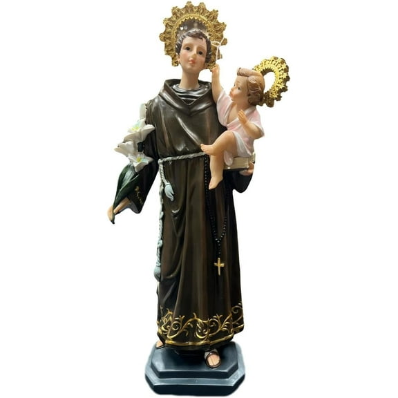 13'' Inch San Antonio de Padua Imagen Estatua - St Anthony Statue Catholic Religious Gift with Removable Baby