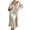 Khaki, variant on Women Satin Robe Nightgown Set Solid Color Long Sleeve Kimono With V Neck Slip Dress Home Silky Breathable Elegant Two Piece Lingerie Relax