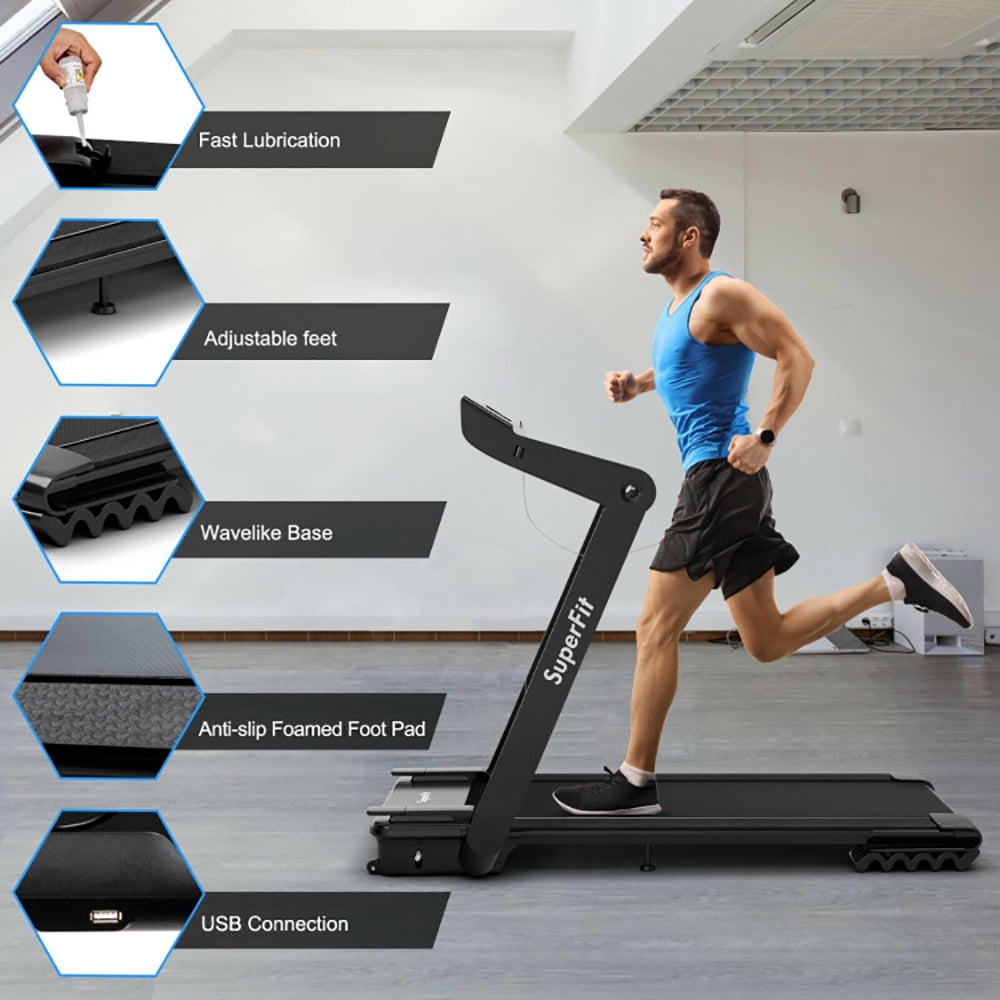 Spaco 4.0HP Foldable Electric Treadmill Jogging Machine with Speaker LED-Black, Home Fitness Equipment for Walking & Running , Cardio Exercise Machine, Preset and Adjustable Programs