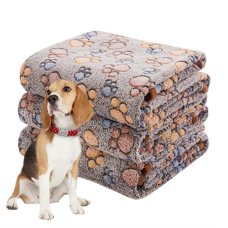3 Packs Per Package Pet Blanket Grey Dog Paw Blanket Dog Cat Four Seasons Blanket Dog Paw Blanket Suitable For Large Medium And Small Pets Machine Washable Flannel Suitable For Paw Prints All Year R