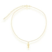 BEAUX BIJOUX Sterling Silver Gold-Plated 12" + 3" Italian Cross Charm Choker Necklace