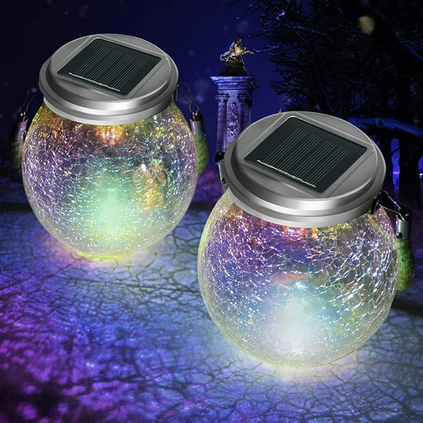Solar crackle glass lantern deals