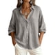 thumbnail image 2 of TaTaai Womens Linen Long Sleeve Button Down Cardigan Solid Color Loose Fit Collared Casual Open Front Blouse Gift, 2 of 6