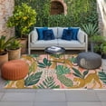 thumbnail image 2 of Pink Leopard Outdoor Rug for Patio/Deck/Porch, Non-Slip Large Area Rug 5 x 7 Ft, Summer Botanical Tropical Leaves Indoor Outdoor Rugs Washable Area Rugs, Reversible Camping Rug Carpet Runner, 2 of 8