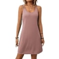 thumbnail image 1 of Vestido sin mangas de primavera/verano para mujer: cuello redondo, color liso, corte holgado, informal/relajado, mezcla de poliéster, 1 of 8