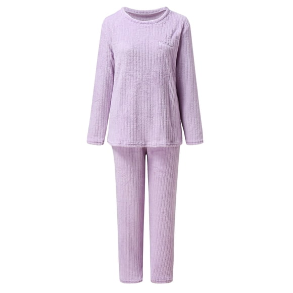 Ketyyh-chn99 Womens Silk Pajama Set Warm Pajamas for Women Fuzzy Pajama Sets Oversized Pullover Pants Sets Loungewear 2 Piece Purple,One Size