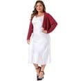 thumbnail image 3 of DARING DIVA Plus Size Long Sleeve Cropped Cardigans Shrugs Bolero 2X Burgundy, 3 of 6