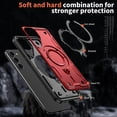 thumbnail image 2 of 360° Rotatable Magnetic Ring for Samsung Galaxy S23 Plus Case, Compatible with MagSafe [Non-Slip Texture Edge] [Built-in Kickstand] [Military Shockproof] Matte Soft TPU Bumper Ultra Slim, Red, 2 of 5