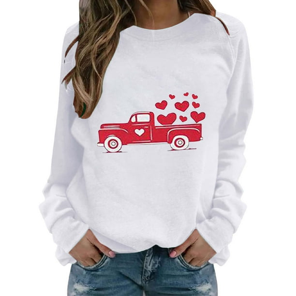 Wodstyle - Womens Long Sleeve Pullover Valentine's Day Sweatshirt