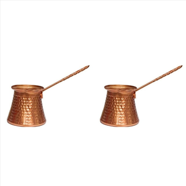 2X Coffee Wooden Handle Turkish Coffee Pot 320Ml Coffee Turkish Copper Coffee Maker for Cezve Cafeteria,2*coffee maker,copper