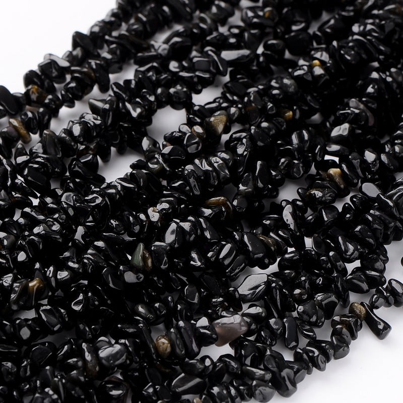 20Strand Natural Obsidian Bead Strands Chips 5~10mm Hole: 0.8mm 31.5 inch Material Natural Obsidian