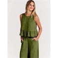thumbnail image 2 of EASYBRAUS Women Sleeveless Pleated Vest and Cropped Wide Leg Pants Set Summer 2025 Casual Outfit S-3XL, 2 of 9