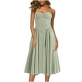 thumbnail image 1 of Gspmoly Robes d'Été pour Femmes, Mode Féminine Couleur Unie Style Boombone Bretelles Réglables Robe à Bretelles Poches Robe à Bretelles Col Rond Robes de Soirée pour Femmes Économies, 1 of 5