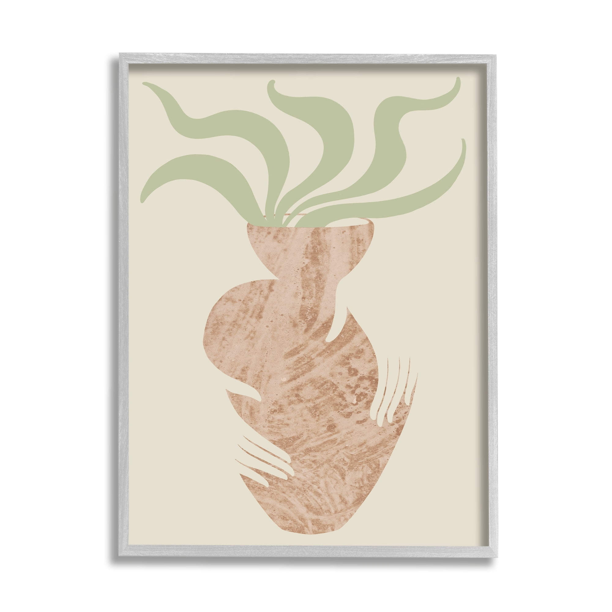 Stupell Industries Rustic Hands Holding Flower Plant Pot Botanical Leaves Framed Wall Art, 24 x 30, Design by Lil' Rue