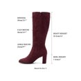 thumbnail image 2 of BLISSFUL STEP Knee High Boots Square Toe Chunky Heel Tall Boots Side Zipper Long Boot Burgundy 6, 2 of 8