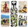 thumbnail image 7 of Yayeee 20oz Insulated Water Bottle Double Wall Stainless Steel with Flip Straw Lid, Green Flower Pattern, 7 of 7