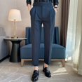 thumbnail image 6 of XIAONU Dress Pants For Men Formal Slim Fit Straight-Leg Pants Belted Waist Business Work Pants, 6 of 8