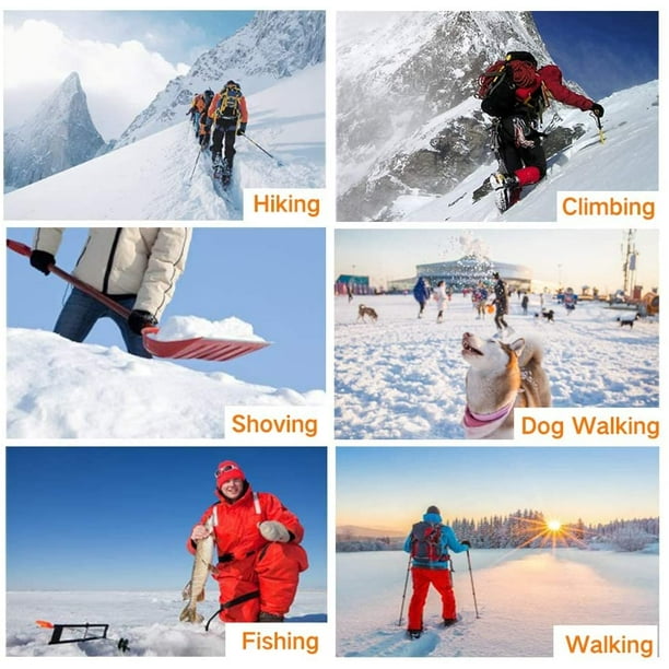 Crampons de glace pour bottes et chaussures de randonnée, crampons  antidérapants de traction, pinces à glace à neige 19 pointes et poignées,  protection sûre pour la pêche à l'escalade de randonnée