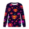 thumbnail image 5 of FDGIU 2025 Halloween Shirts Women Crewneck, Cute Ghost Pumpkin Graphic Casual Long Sleeve Tops, Loose Fit Pullover for Autumn Parties, 5 of 5