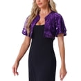 thumbnail image 4 of INSPIRE CHIC Sequin Shrug Bolero for Women's Flared Sleeve Crop Sparkly Glitter Jackets XL Purple, 4 of 6