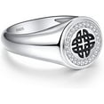 thumbnail image 4 of NUNCAD Signet Ring 925 Sterling Silver Celtic Knot Ring for Men Signet Biker Bands, 4 of 5