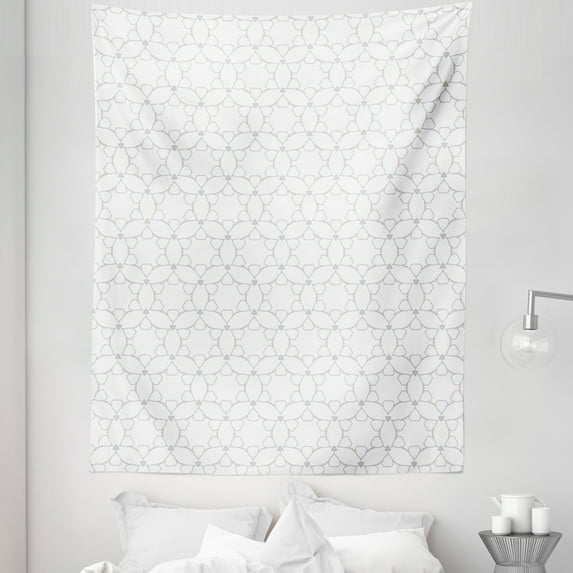 Geometrical Tapestry, Modern Illustration Along Asymmetrical Abstract Shapes in Ornamental Design, Fabric Wall Hanging Decor for Bedroom Living Room Dorm, 5 Sizes, Multicolor, by Ambesonne