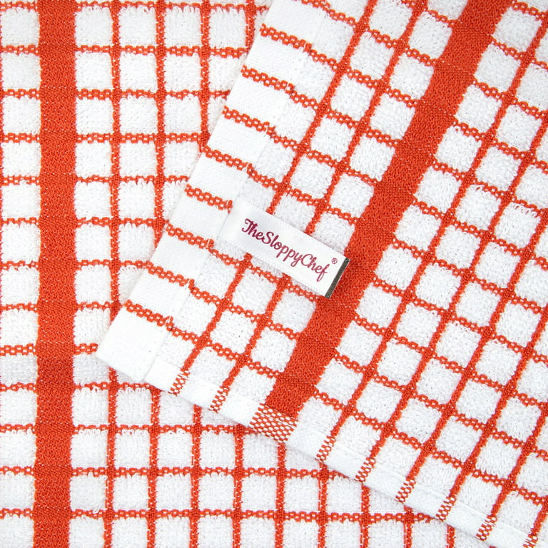Arkwright Classic Checkered Kitchen Towels (Bulk Case of 144), Cotton,  15x25 in., Cinnamon Red and White Pattern 