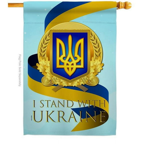 USA Decoration H170260-BO We Stand with Ukraine Support Cause 28 x 40 in. Double-Sided Decorative Vertical House Flags for Decoration Banner Garden Yard Gift