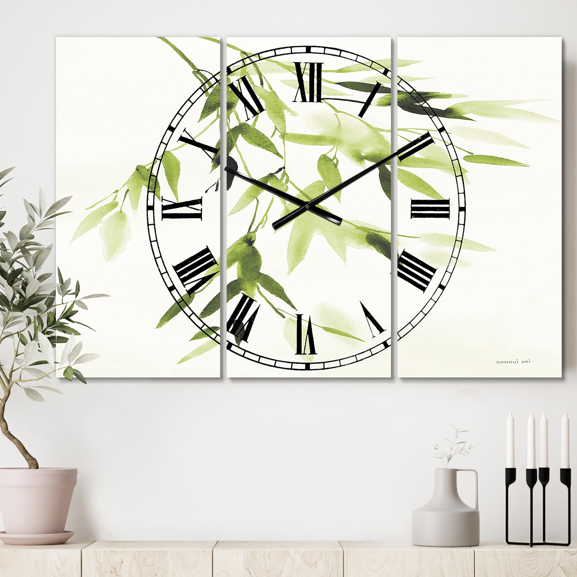 Designart 'Simplist Bamboo Leaves I' Lake House Wall Clock